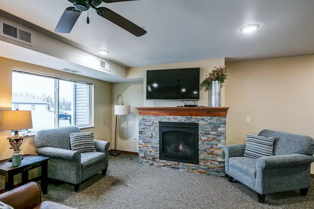 fire place at Mayhew Apartments in Sauk Rapids MN